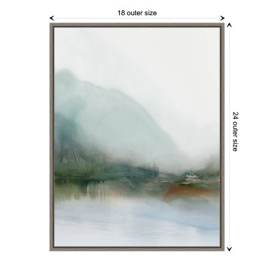 Sapphire Lake I Abstract Landscape Canvas Print in Greywash Frame