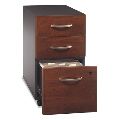 Bush Series C Mobile Pedestal File, Left/Right, 3-Drawers: Box/Box/File, Legal/Letter/A4/A5, Cherry/Gray, 15.75" x 20.25" x 27.88" Model No WC24453SU