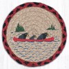 Earth Rugs Bears in Canoe Round Coaster – 7"x7" Rustic Jute Lodge Accent with Wildlife Design - 2 of 3