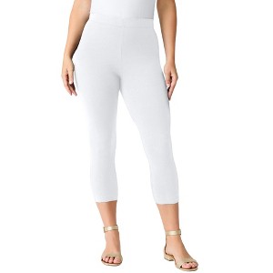 Roaman's Petite Plus Size Essential Stretch Capri Legging - 1 of 4