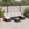 vidaXL 8 Piece Patio Sofa Set with Cushions Black Poly Rattan - Black and Cream With Table - 2 of 4