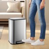 Stainless Steel Trash Can, Rectangular 20 Liter Step-On Garbage Can Featuring Quiet Close Lid, Foot Pedal, Inner Bucket for Kitchen Office Bedroom - 4 of 4