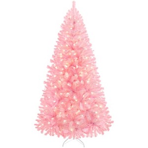 Yaheetech 4.5Ft/6Ft/7.5Ft/9Ft/12Ft Pre-lit Spruce Artificial Christmas Tree with 150 Incandescent Warm White Lights - 1 of 4
