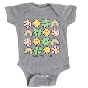 The Juniper Shop SmileyWorld Smiley Clover Daisy Baby Short Sleeve Bodysuit - 1 of 4