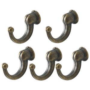 Unique Bargains DIY Bathroom Coat Towel Curtain Zinc Alloy Hooks Bronze Tone 5 Pcs - 1 of 4