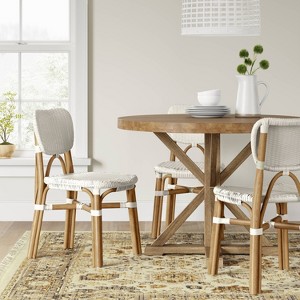 Canton Rattan and Woven Dining Chair White - Threshold™: Nautical Stripe, No Assembly, 250lb Capacity - 1 of 4