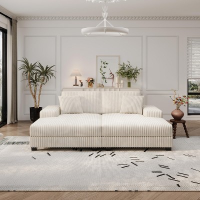 Convertible Corduroy Sectional Sofa,Modern Sleeper Couch,Oversized Living Room Lounge Chair - The Pop Home
