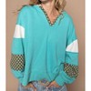 Women's V-neck Balloon Floral Patch Hoodie - POL - 4 of 4
