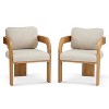 2-Pack Dining Chairs with Pillow Back, Beige Fabric, Natural Color Solid Wood Frame - 3 of 4