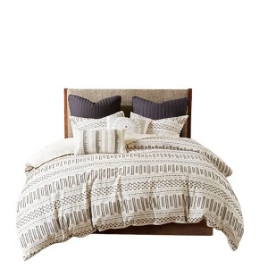 Gracie Mills Donny Farmhouse Geometric Striped Cotton Jacquard Duvet Set - King/California King - 1 of 4
