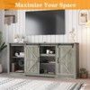 Farmhouse Entertainment Center for 80" TVs – 70" White+Brown Rustic TV Stand with Sliding Barn Door, Adjustable Shelves & Open Storage Console - 2 of 4
