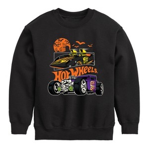 Boys' Hot Wheels Halloween Graphic Long Sleeve Fleece Sweatshirt - Black - 4T - 1 of 4