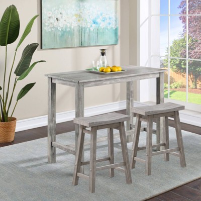 24" Gray Wood Saddle Counter Height Barstool