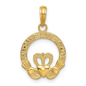 Black Bow Jewelry 14k Yellow Gold Friendship Love Loyalty Claddagh Pendant, 14mm - 1 of 4