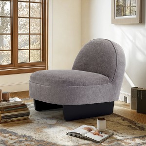 Hrinhom 35.8"W Modern Fabric Accent Chair with Bentwood Legs, Soft Padded Backrest - 1 of 4