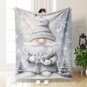 Lomsoe Flannel, Christmas Gray Dwarf Printed Blanket, Warm and Comfortable Soft Blanket, Suitable for Sofa Bed, Office Camping Travel. - 1 of 4