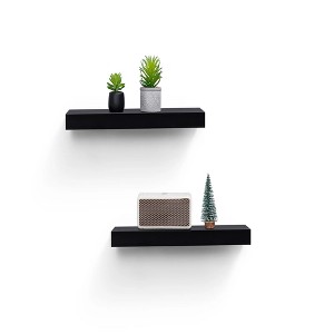 ChicFurnit Wall Shelf Set Floating Wood Shelves Invisible Brackets Hanging Shelf for Books Storage for Indoor Living Room, Black, 15.75"*3.94"*1.18" - 1 of 4
