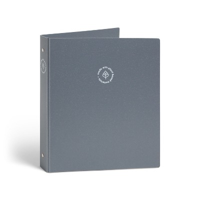 U Brands U-Eco 1" Round Ring Binder Core Stone: Dark Gray Hard Cover, 150 Sheet Capacity, 2 Pockets, Aesthetic Stationery