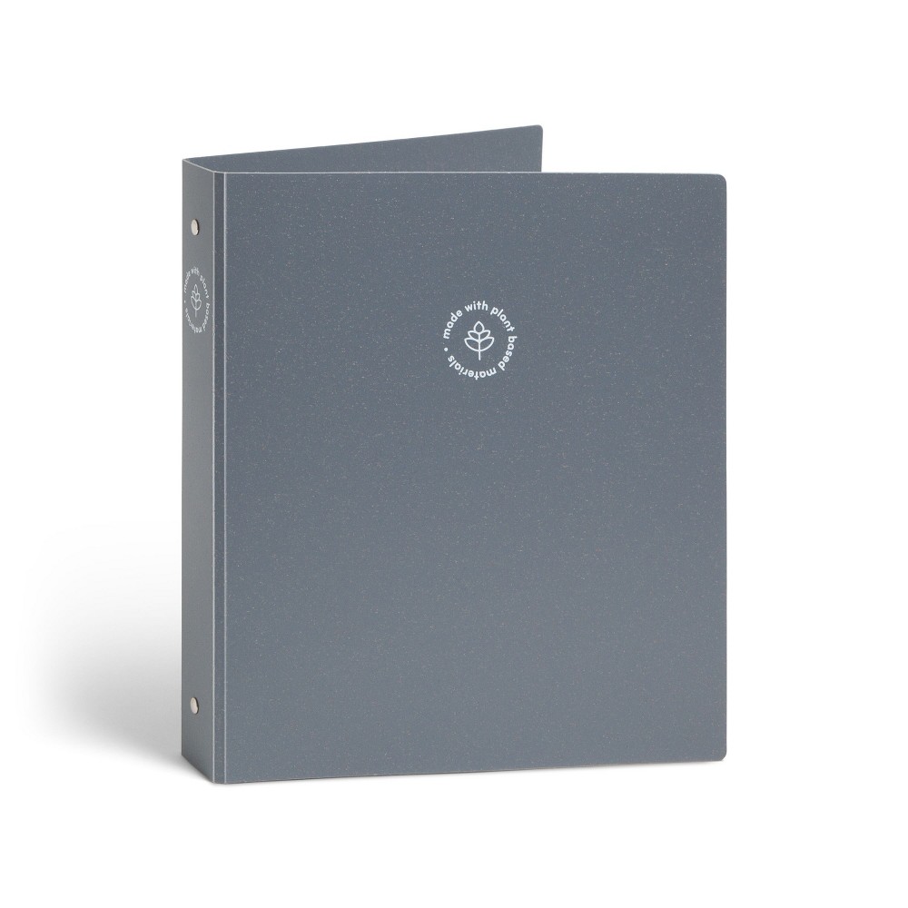 Case of 4 U Brands U-Eco 1" Round Ring Binder Core Stone: Dark Gray Hard Cover, 150 Sheet Capacity, 2 Pockets, Aesthetic Stationery