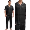 INSPIRE CHIC Men's Satin Nightwear Short Sleeve Shirt Sleep Shorts Casual Pajamas Set 2 Pieces - 4 of 4