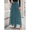 Tulle Skirts for Women 2025 Fall Fashion Elastic High Waisted Fairy Tiered Flowy A-Line Casual Maxi Long Skirt Sage Green - 3 of 4