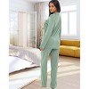ADR Lightweight 100% Cotton Women's Pajama Set, Soft Knit Long Sleeve Button Down Top and Pants - 3 of 3
