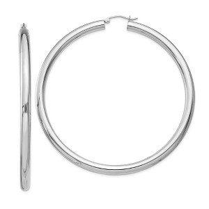 Black Bow Jewelry 4mm Sterling Silver, Extra Large Round Hoop Earrings, 70mm (2 3/4 In) - 1 of 4