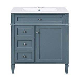 Ridstar 33.8 in. H Blue Bathroom Storage Cabinet with 2 Drawers and a Tip-out Drawer - 1 of 4