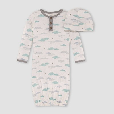 Burt's Bees Baby® Baby Boys' Little Cloud Knotted NightGown with Cap - Off-White