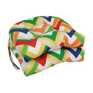 Blazing Needles, 16-inch Spun Polyester Outdoor U-shaped Tufted Chair Cushions (Set of 2) - 1 of 2