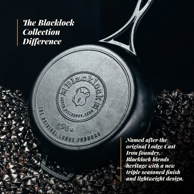 Lodge Blacklock 10.25" Triple Seasoned Cast Iron Skillet - Lightweight - Easy Cleanup - Premium Cookware