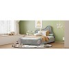 Okak Twin Velvet Platform Bed Frame with Upholstered Bear-Shaped Headboard, Bed-End Storage Pocket for Kids Noise-Free Easy Assembly, Gray - 2 of 4
