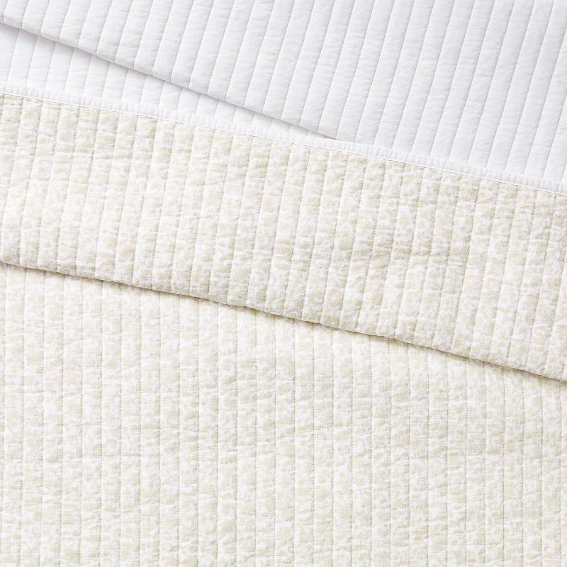 Decorative Border Cotton Slub Wood Block Print Quilt White/Beige Floral - Threshold™ designed with Studio McGee, 4 of 8