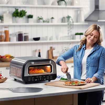 Gourmia All-In-One Indoor Pizza Oven, Toaster Oven, and Air Fryer w/ 6 Pizza Presets and 7 Cooking Functions: 1800W, Stainless Steel