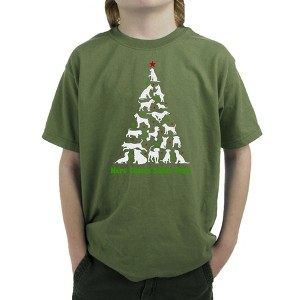 LA Pop Art Here Comes Santa Paws - Boy's Word Art T-Shirt - 1 of 4
