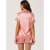 cheibear Women's Silky Satin Button Down Shirt with Shorts Sleepwear Pajama Sets - 3 of 4