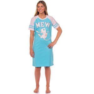 Seven Times Six Pokemon Pajama Women's Varsity Raglan Sleep Shirt V-Neck Nightgown - 1 of 4