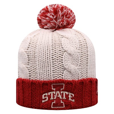 NCAA Iowa State Cyclones Women's Natural Cable Knit Cuffed Beanie with Pom