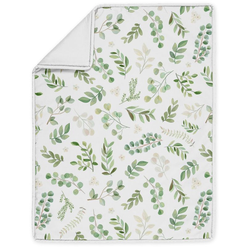 Sweet Jojo Designs Gender Neutral Unisex Baby Mini Crib Bedding Set - Botanical Green and White 3pc, 3 of 6