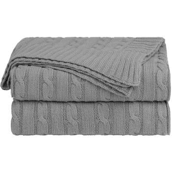 PiccoCasa Cotton Cable Soft Couch Decorative Knitted Throw Blanket 1 Pc