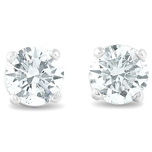 Pompeii3 3/8ct Diamond Studs 14K White Gold With Push Backs - 1 of 4