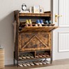 Shoe Cabinet with 2 Flip Drawers – Narrow Freestanding Shoe Organizer with Dry & Wet Separation, Metal Legs - 3 of 4