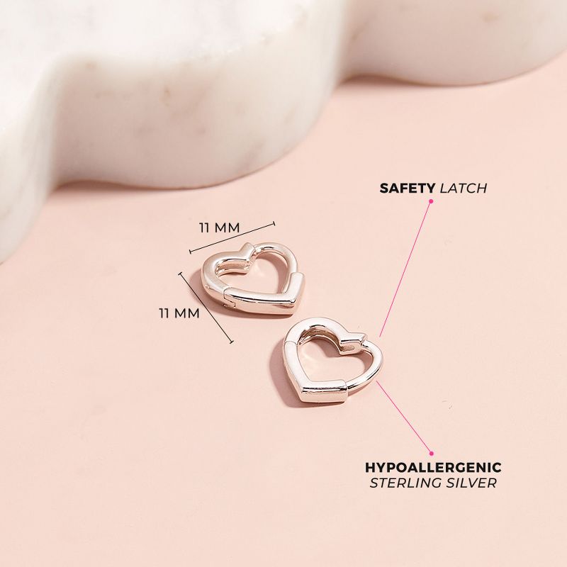 Girls' Heart Shaped Hoop Sterling Silver Earrings - In Season Jewelry, 3 of 6