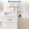 Vanity Desk with Mirror, LED Lights and Power Outlet Makeup Table with 3 Drawers and Storage Shelves Dressing Table, White. - 3 of 4