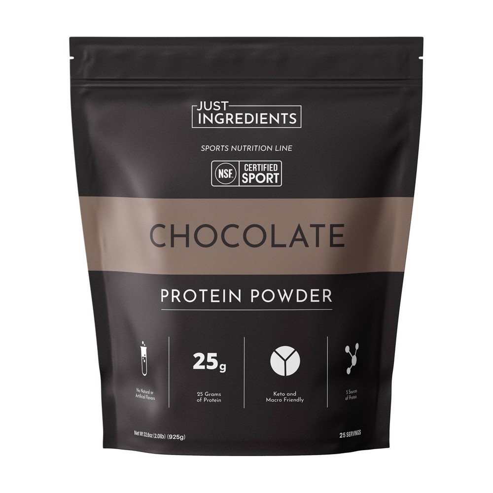 Just Ingredients Chocolate Protein Powder (NSF) - Pea/Whey - 25g Protein - 28.9oz/25 Servings