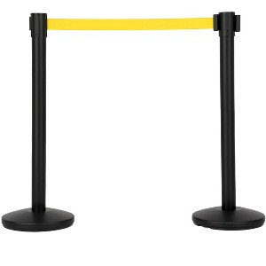 COZONY Crowd Control Stanchion Set with 1 Pcs Retractable Belt, Heavy Duty Queue Management System, Commercial Barrier Posts for Events in Black - 1 of 4