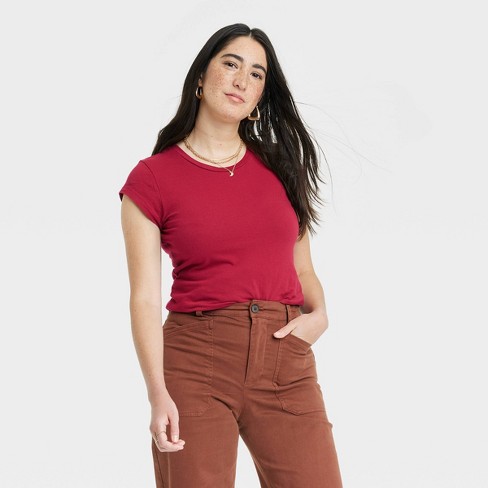 Dark red hot sale shirt womens