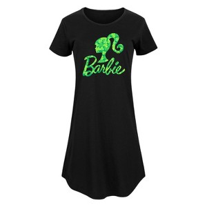 Women's - Barbie - Shamrock Pattern Logo Graphic T-shirt Dress - 1 of 4