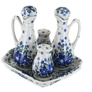 Blue Rose Polish Pottery 41 Vena Table Accessory Set - 1 of 1