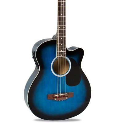 Best Choice Products 22-Fret Full Size Acoustic Electric Bass Guitar w/ 4-Band Equalizer, Adjustable Truss Rod - Blue